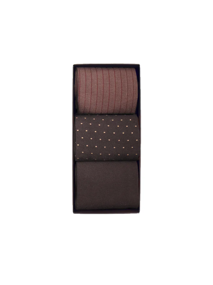 Подарочный набор носков Н363 коричневый (3 пары)